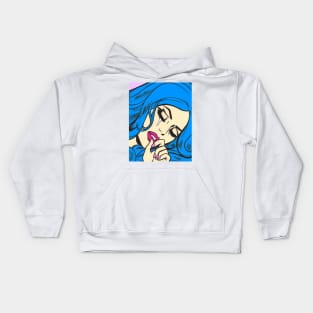 Blue Crying Comic Girl Kids Hoodie